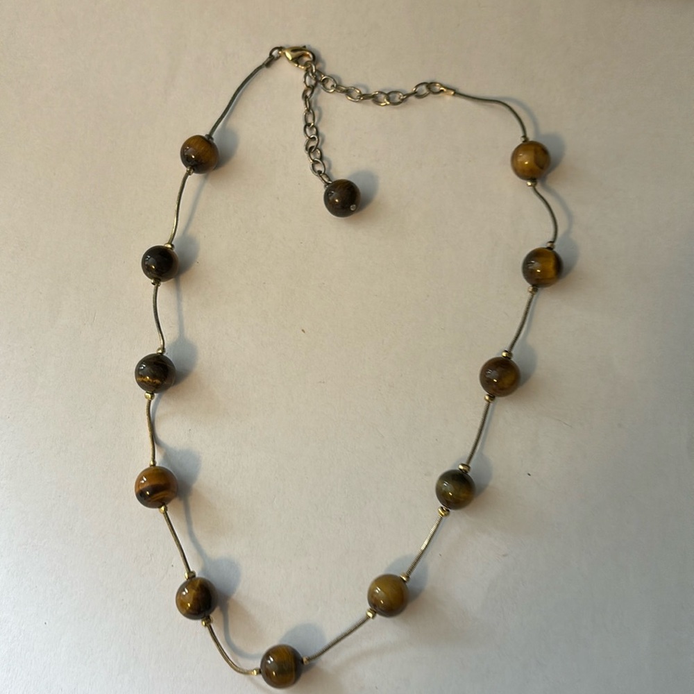 Tiger eye station bead necklace 19”